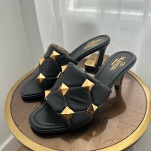 Valentino Garavani Roman Stud Black and Gold Women's Heels